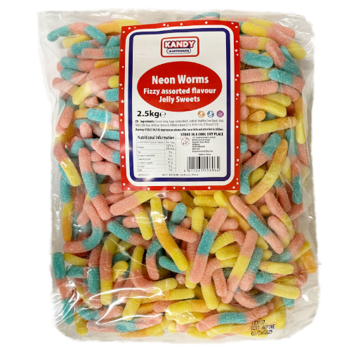 Kandy Warehouse Fizzy Gummy Neon Worms - 2.5kg