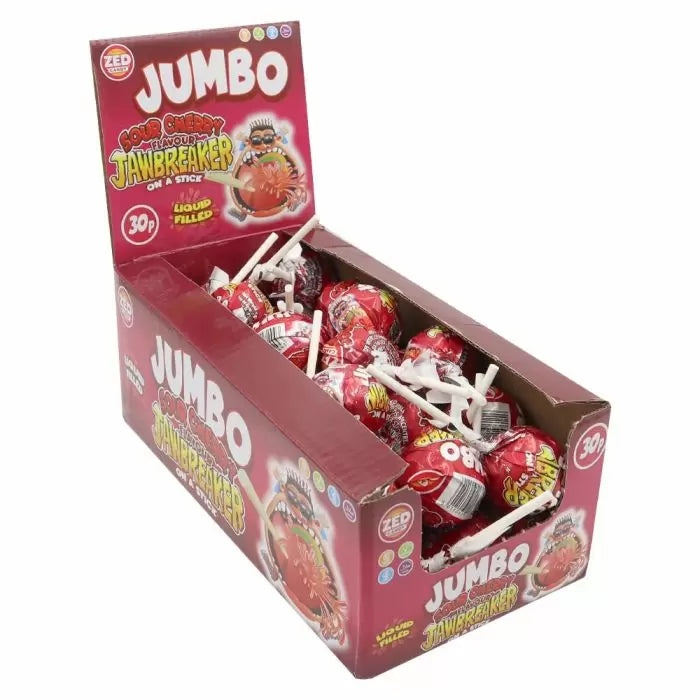 Zed Candy JUMBO Cherry Jawbreaker Pops - 36 Count