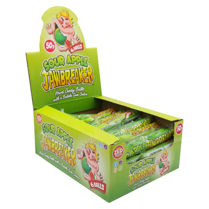 Zed Candy Sour Apple 6 Ball Jawbreakers - 24 Count