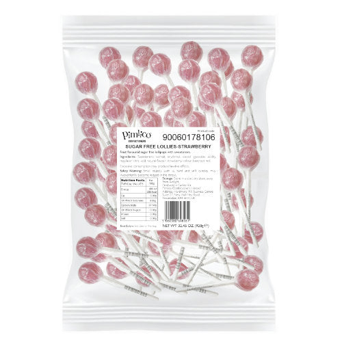 Pimlico Sugar Free Strawberry Lollipops - 1kg Bulk Bag