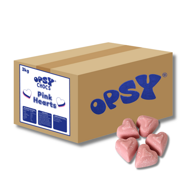 Opsy Chocolate Pink Hearts - 3kg Bulk Box