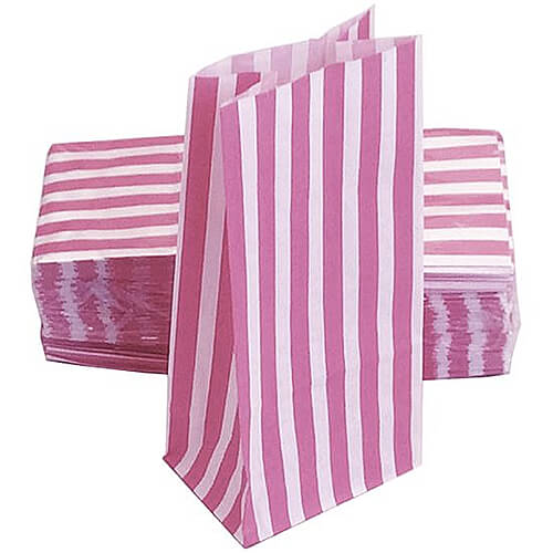 Pink Striped Pick 'n' Mix Bags - 500 Count