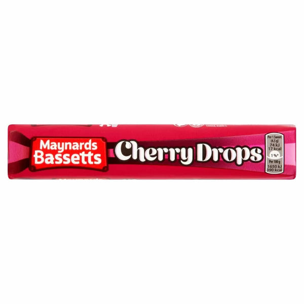 Maynards Bassetts Cherry Drops Sweets Roll 45g - 40 Count