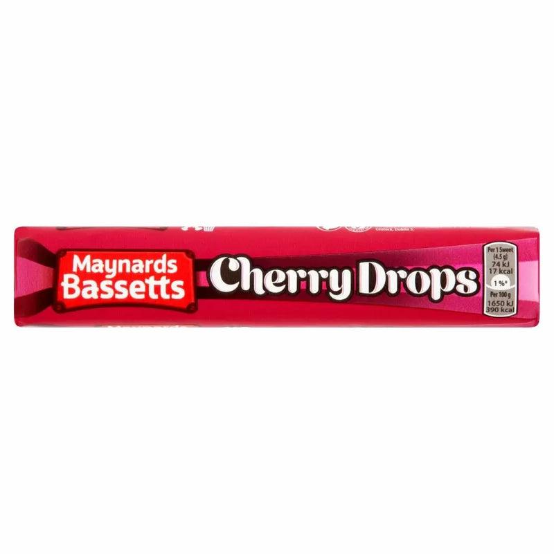 Maynards Bassetts Cherry Drops Sweets Roll 45g - 40 Count