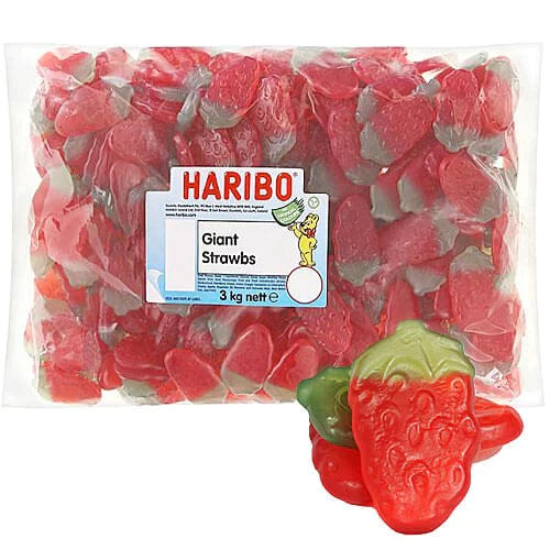 Haribo Giant Strawbs - 3kg Bulk Bag