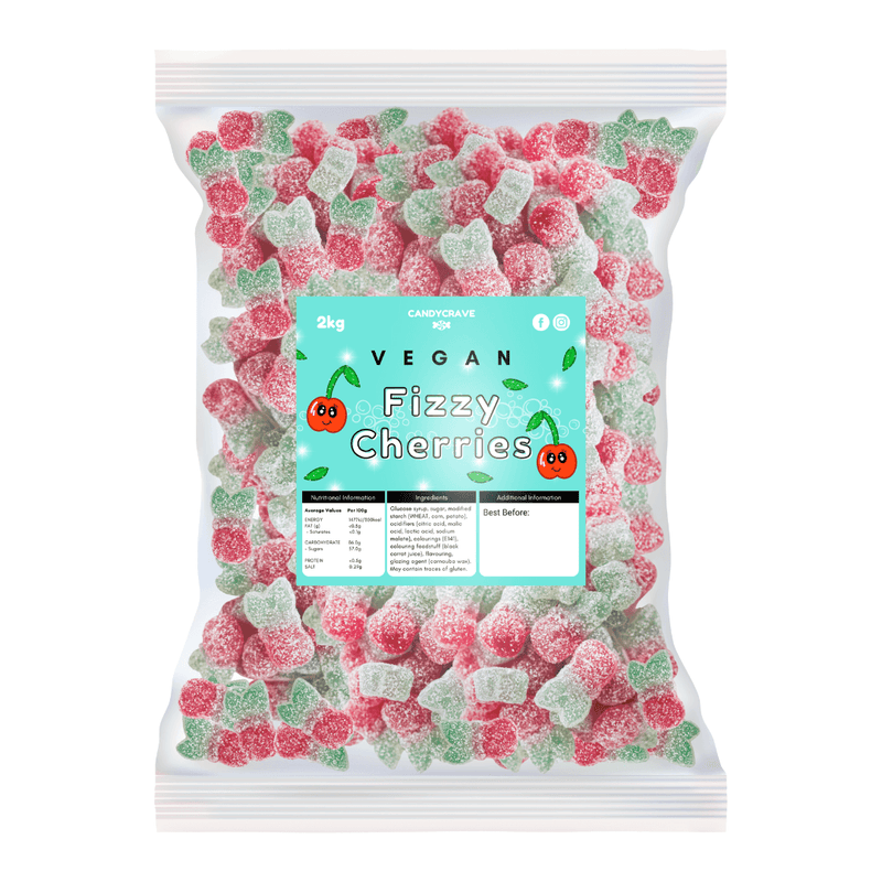 Candycrave Vegan Fizzy Cherries - 2kg Bulk Bag