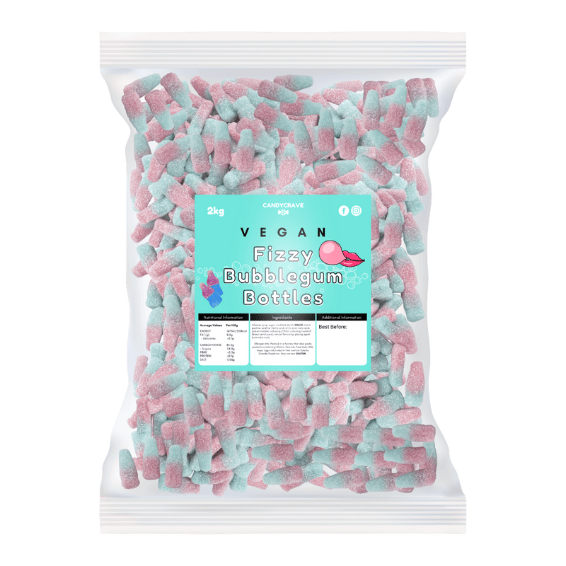 Candycrave Vegan Fizzy Bubblegum Bottles - 2kg Bulk Bag