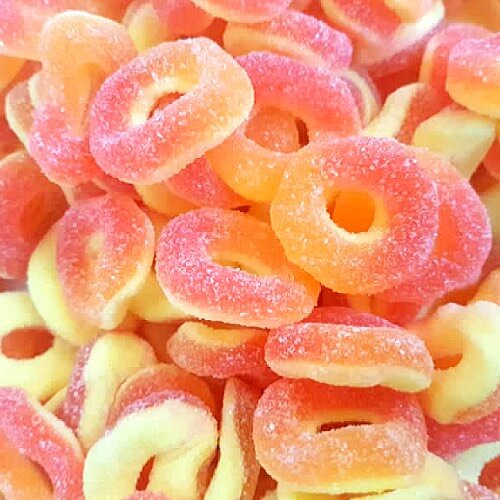 Halal Sour Peach Rings - 250g Bag