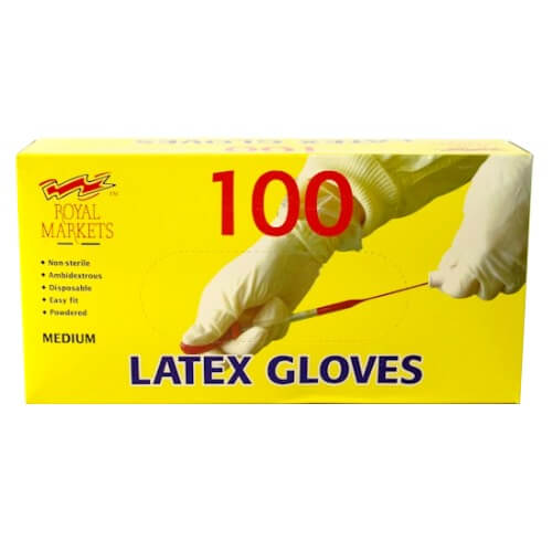 Powdered Medium Latex Gloves - 100 Count